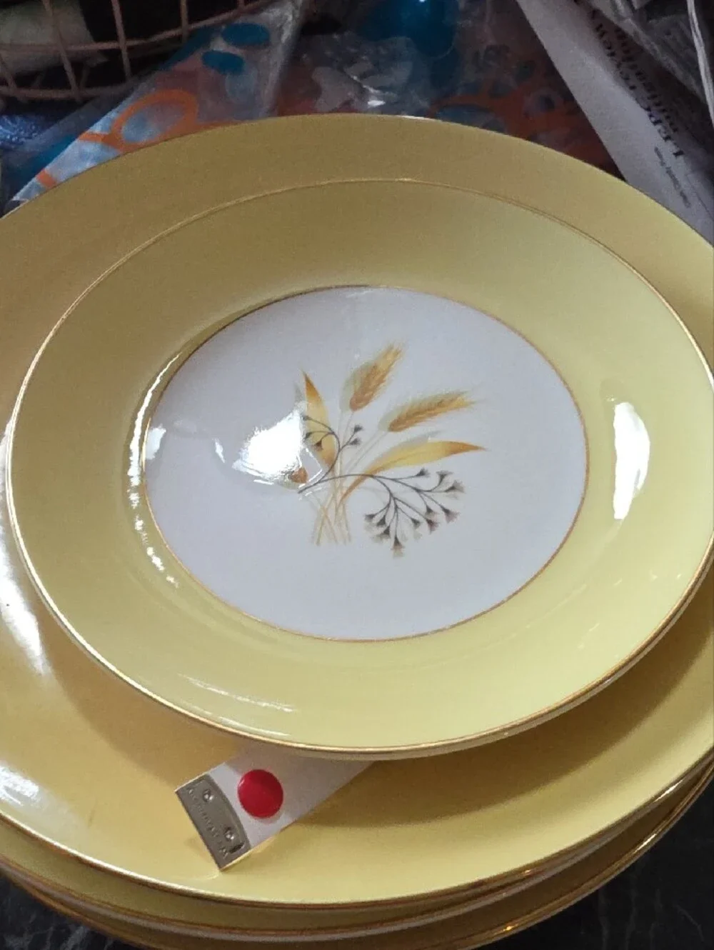 Yellow and White Floral Dinnerware with Gold Trim Accents